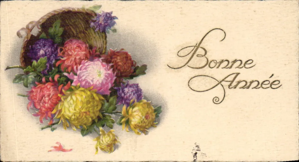 Bouquet de chrysanthèmes — panier — éditeur non visible - Vorderseite