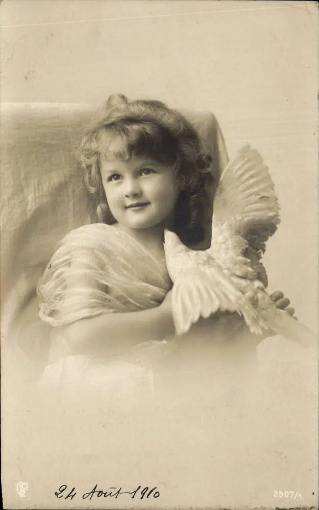 Kleine Mädchen mit Taube — 24. April 1910 — C.C. n°2507/1 - Vorderseite