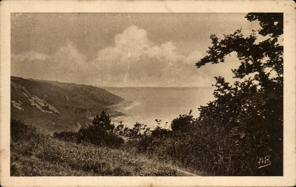 Gréville — As Falésias e o Mar — Edição A. Becaudin-Ropépéd, Charbourg - Frente