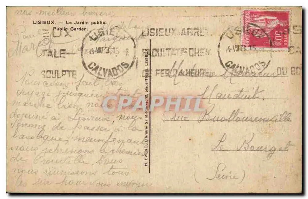 Lisieux — O Jardim Público — editor desconhecido, série (Série) - Verso