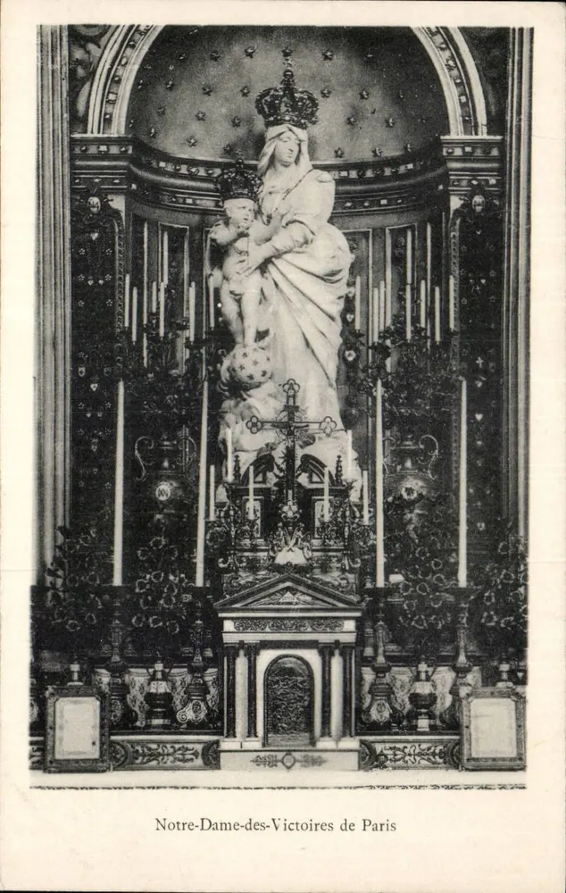 Notre-Dame-des-Victoires in Paris — Statue der Jungfrau mit Kind — unbekannter Verlag - Vorderseite
