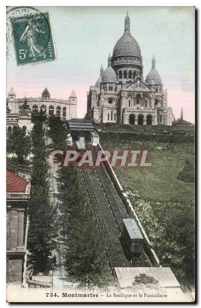 Montmartre — A Basílica e o Teleférico — G.C.A. Paris n°734 - Frente
