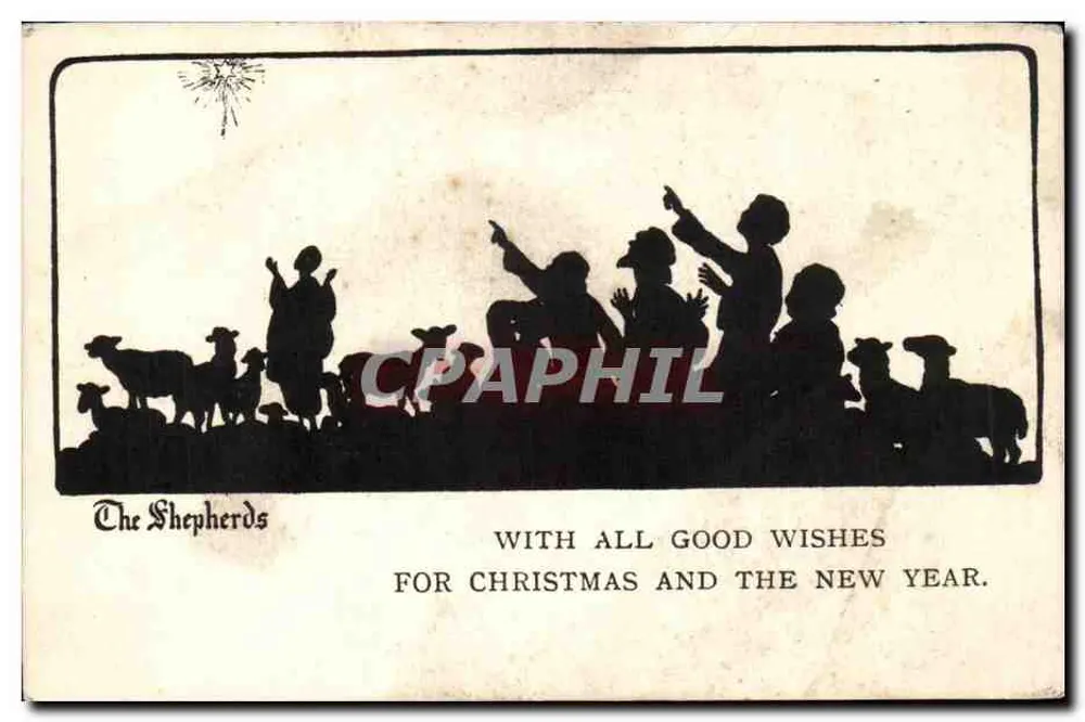 Die Schäfer — Szene der Geburt — von S. B. Pearse, veröffentlicht von The Nativity Fine Art Society, London - Vorderseite