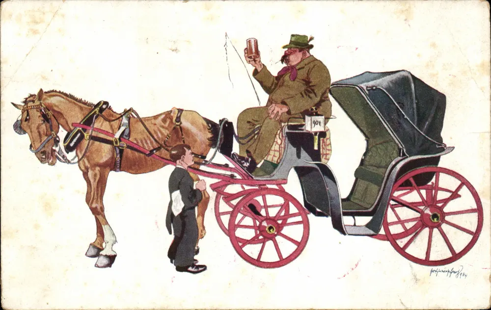 Reiter in einer Kutsche — Illustration — B.K.W.I. 927-5 - Vorderseite