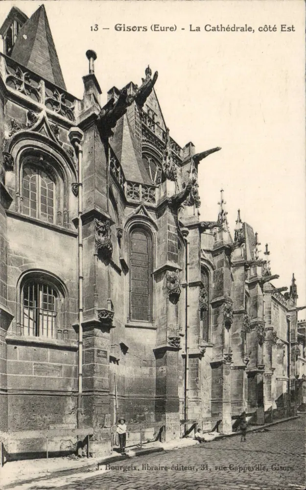 Gisors (Eure) - A Catedral, lado Leste — J. Bourgeix, livreiro-editor, 31 rue Cappeville, Gisors - Frente