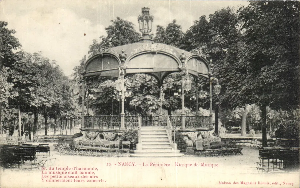 Nancy — La Pépinière — Kiosku Muzyczny — Wydawnictwo Maison des Magasins Réunis, Nancy - Awers