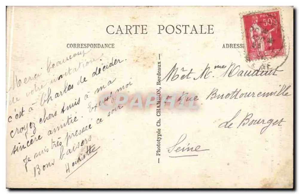 Bordeaux — Monument dos Girondinos — C.B. - Verso