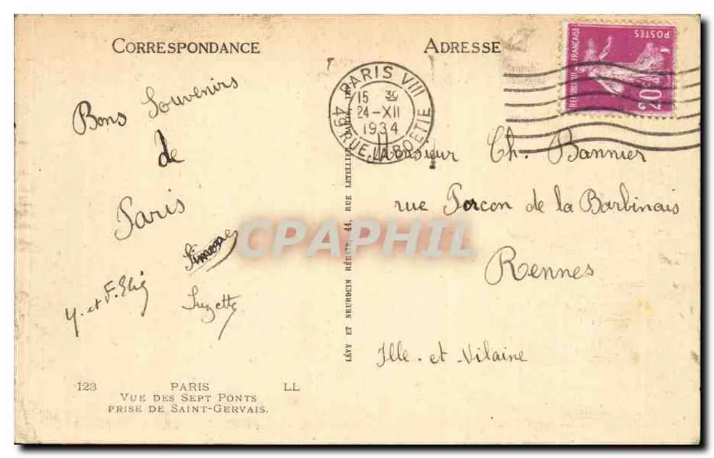 Ansicht der Sieben Brücken — Aufnahme von Saint-Gervais — Lévy et Neurdein, Nr. 123 - Rückseite