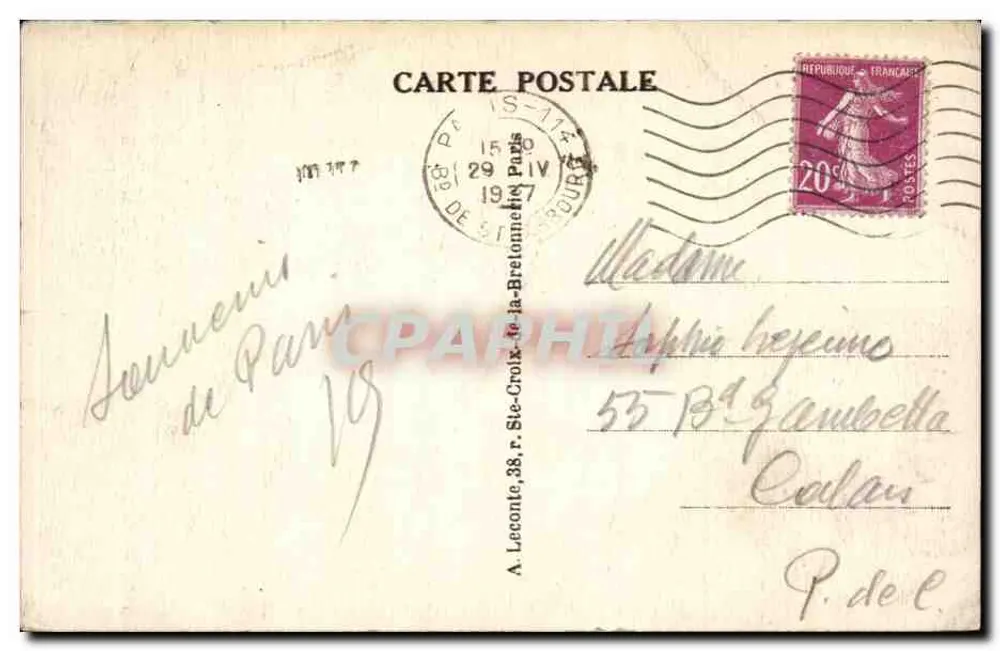 Paris — Die Gare du Nord und der Boulevard Denain — unbekannter Verlag, Seriennummer 53 - Rückseite