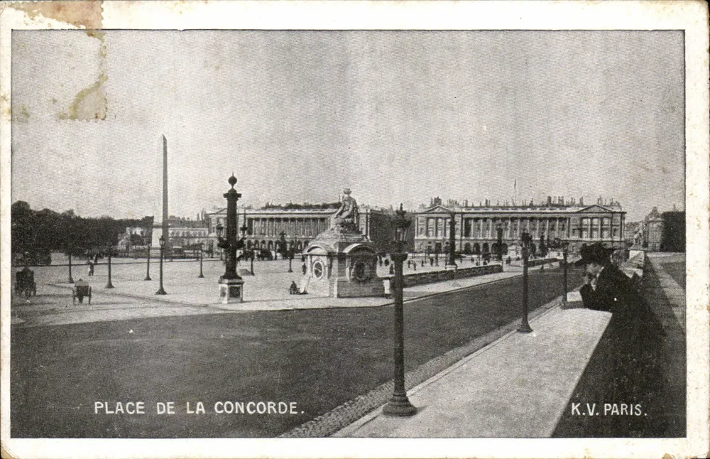 Place de la Concorde — vista com obelisco e fonte — K.V. PARIS - Frente