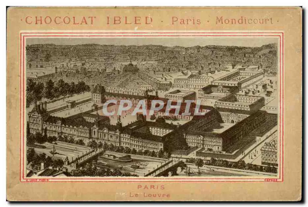 Paris — vue aérienne du Louvre — Chocolat Ibled, Paris, Mondicourt - Vorderseite