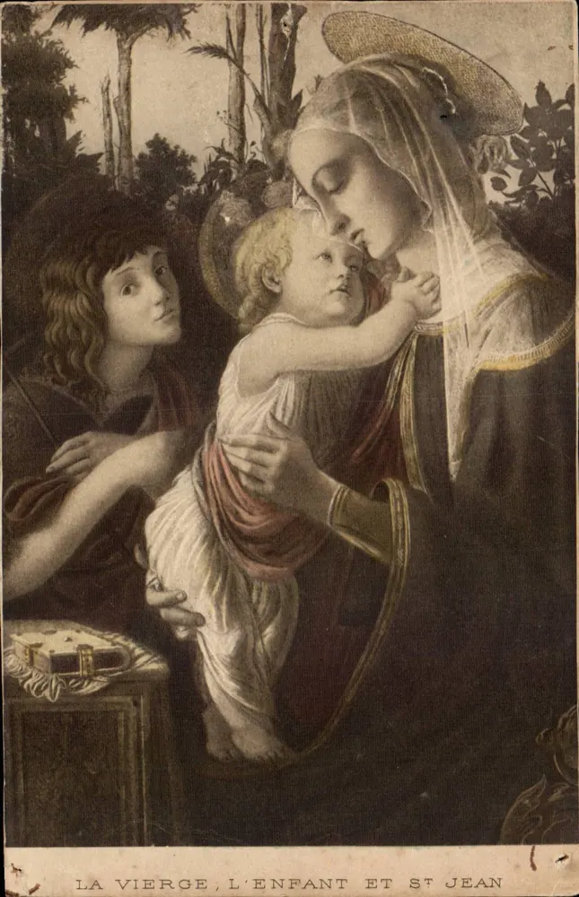 A Virgem, o Menino e São João — reprodução de uma pintura — editor não visível - Frente