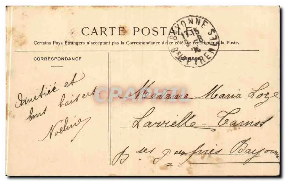 Bayonne - A Praça das Armas — editor RHACO, n° 84 - Verso
