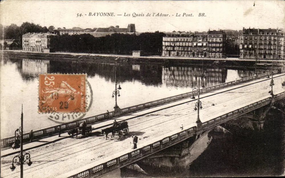 Bayonne — Die Quais der Adour — Der Brücke — BR. — Verleger Bloc frères, Nr. 54 - Vorderseite