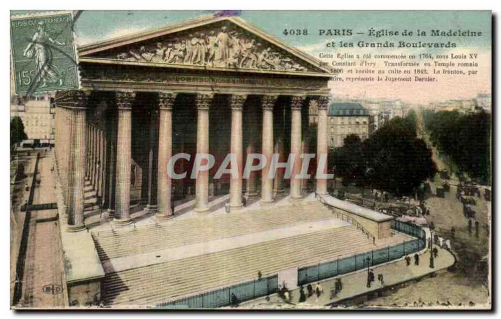 Paris — Kirche der Madeleine und die Grands Boulevards — Verlag: Constantin d'Ivry, Nr. 4038 - Vorderseite