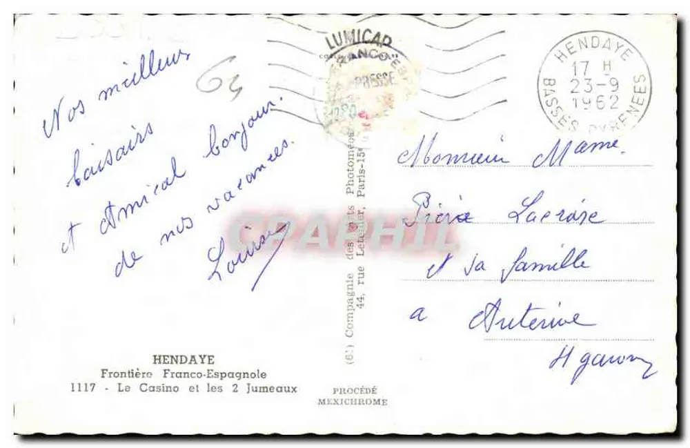 Hendaye - Das Casino - Compagnie des Arts Photomécaniques - Rückseite