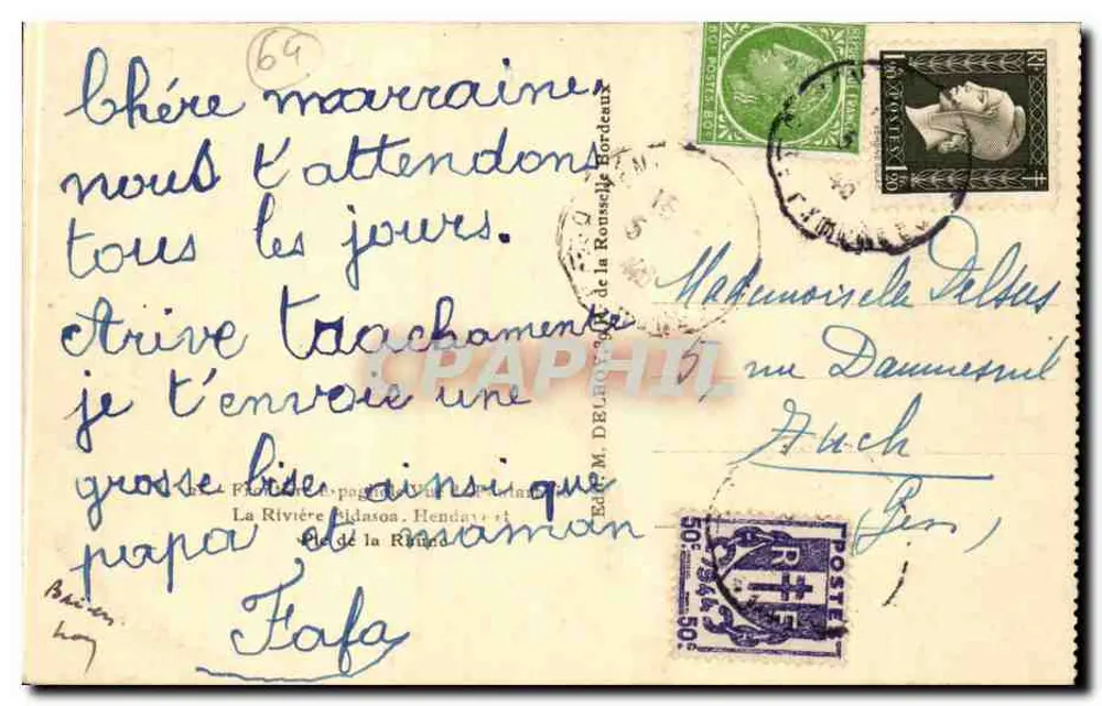 Die Fluss Aidasone — Hendaye — Verlag Delbouy, Nr. 69 - Rückseite