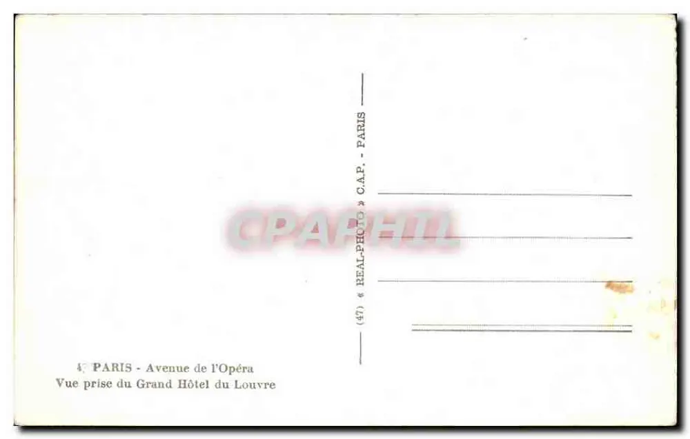 Paris - Avenue de l'Opéra — Ansicht vom Grand Hôtel du Louvre — C.A.P. (47) - Rückseite