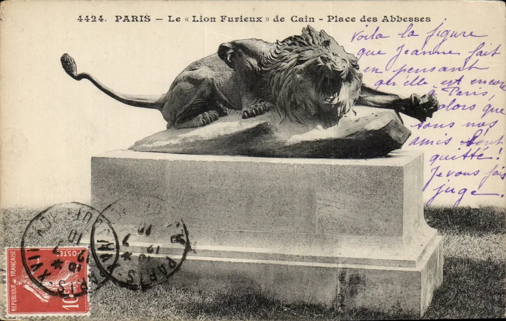 PARIS — Der « Lion Furieux » von Cain — Place des Abbesses - Vorderseite