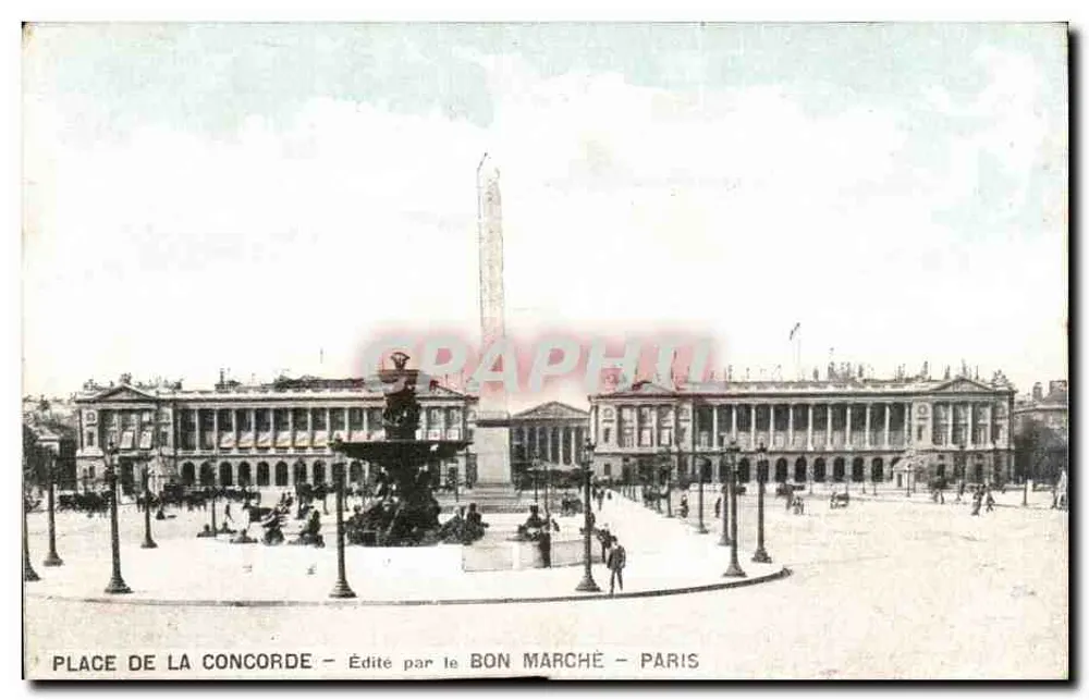 Praça da Concórdia — Obelisco e fonte — Editado pelo Bon Marché - Paris - Frente