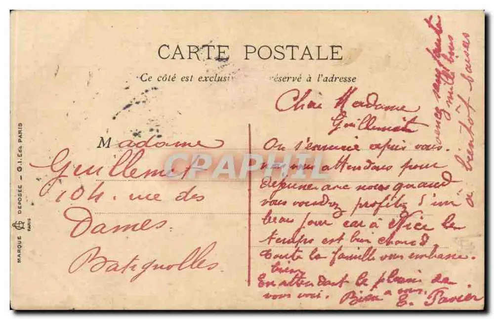Paris - Bois de Sincennes - Vista sobre o Lago — Impressa em Taille-Douce, Série F - N°68 - Verso