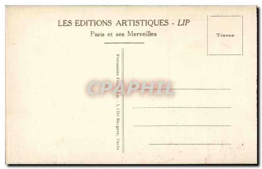 Paris - A Câmara dos Deputados — editor LIP, n° 93 - Verso