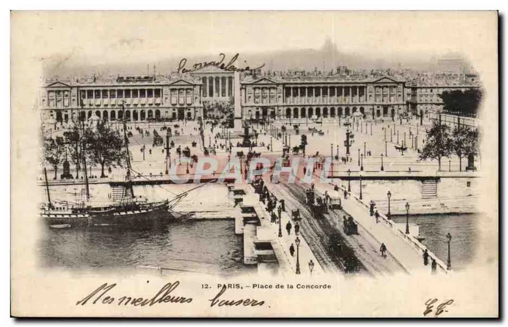 Paris — Praça da Concórdia — Editor E.B. n°12 - Frente