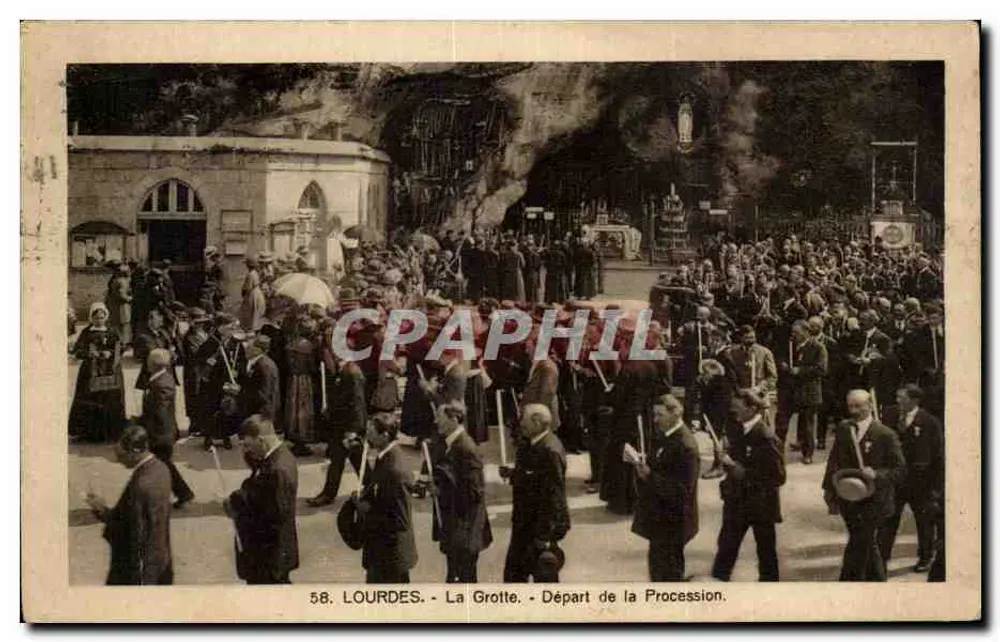LOURDES - La Grotte - Salida de la Procesión. - Anverso