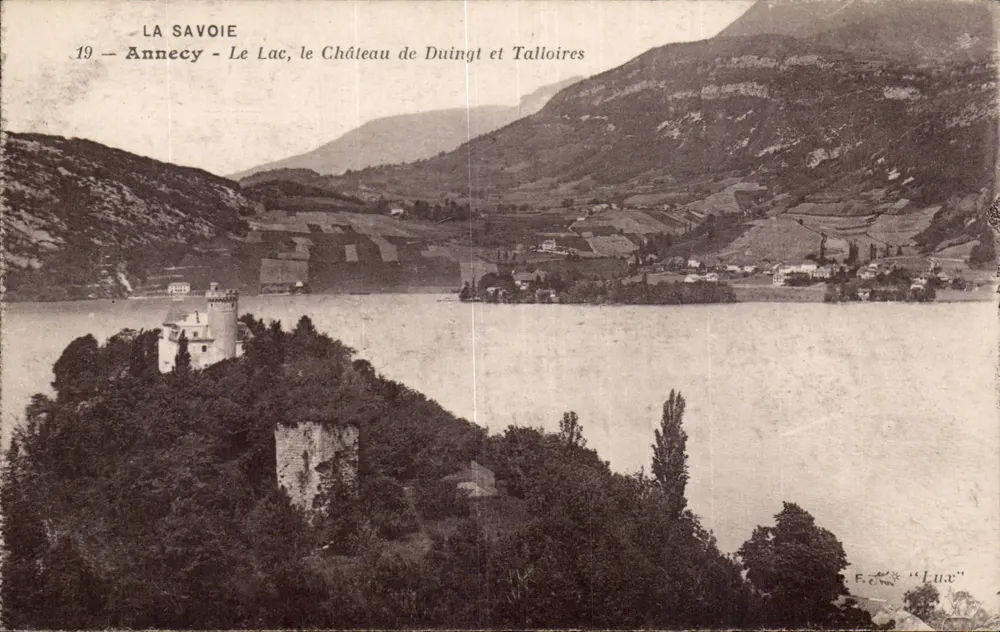Annecy - Der See, das Schloss Duingt und Talloires — F. Lux - Vorderseite