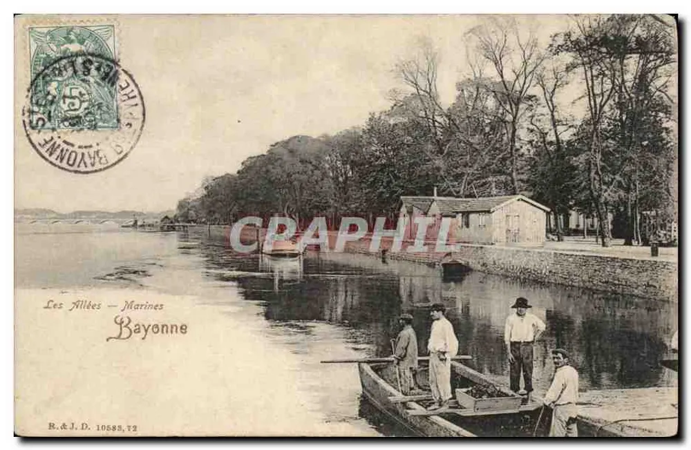 Le Allées – Marines – Bayonne — B. & J. D. 10583,72 - Recto