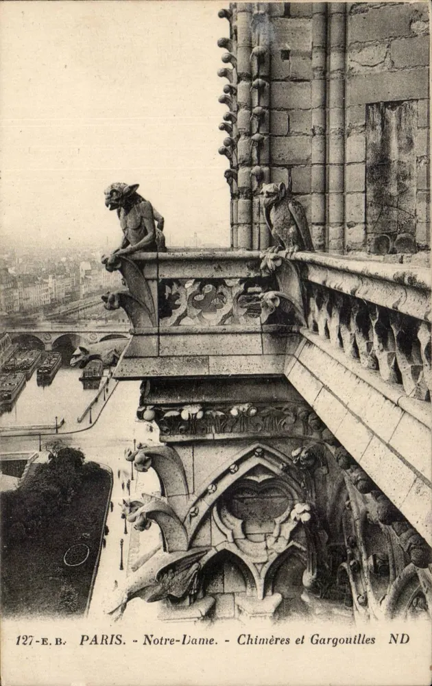 Paris - Notre-Dame - Chimères und Gargoyles ND - Vorderseite