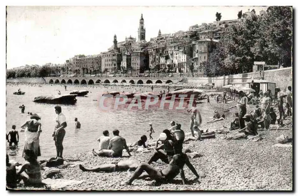 Menton - A Praia — vista da costa da Provença — editor não identificado - Frente
