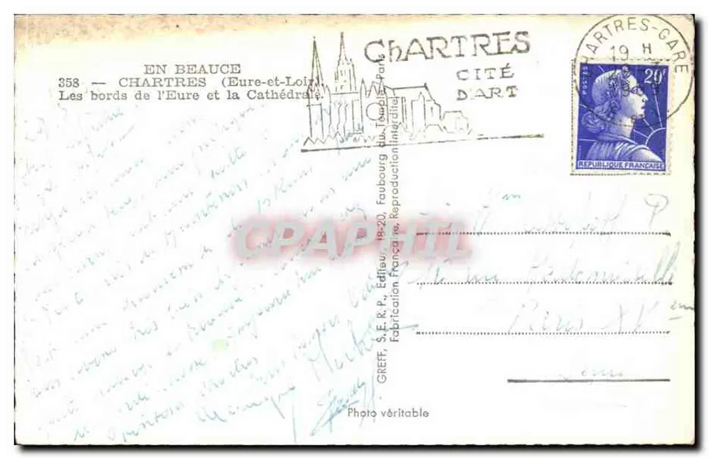 Chartres — I bordi dell'Eure e la Cattedrale — Greff - Verso