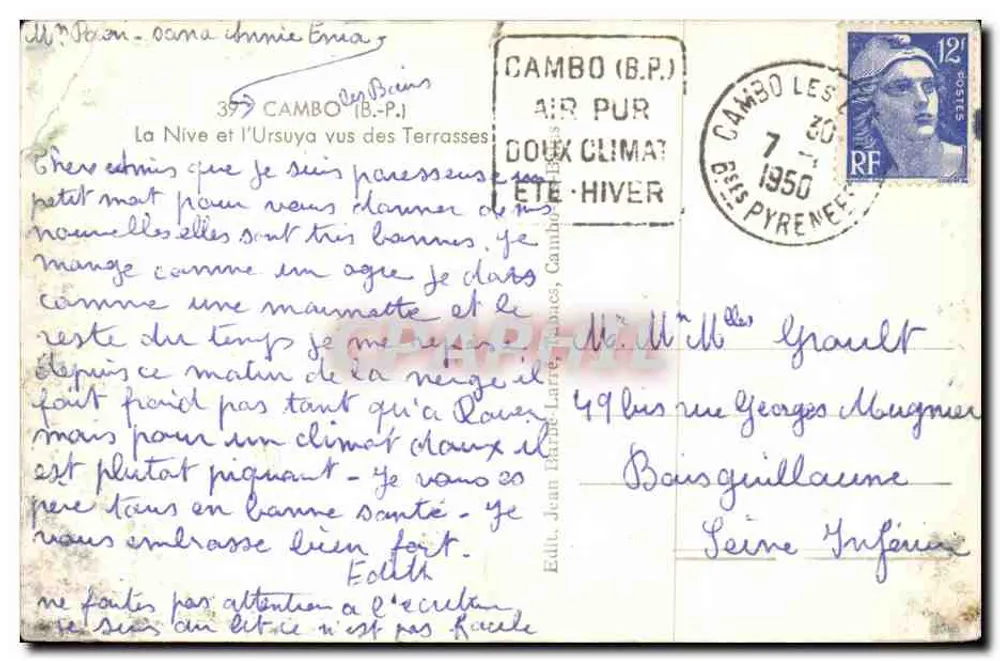 Cambo-les-Bains — Ansicht der Terrasses — Verlag Jean Barde-Latte, Frankreich - Rückseite