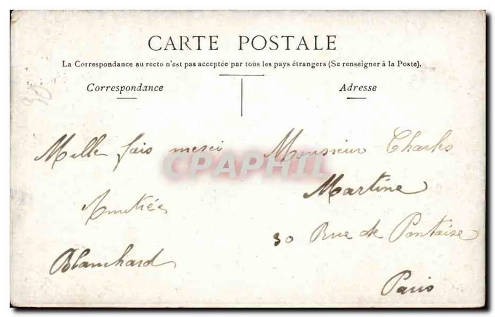Fontainebleau — Grande Galerie — Verlag: L. Marttier - Rückseite