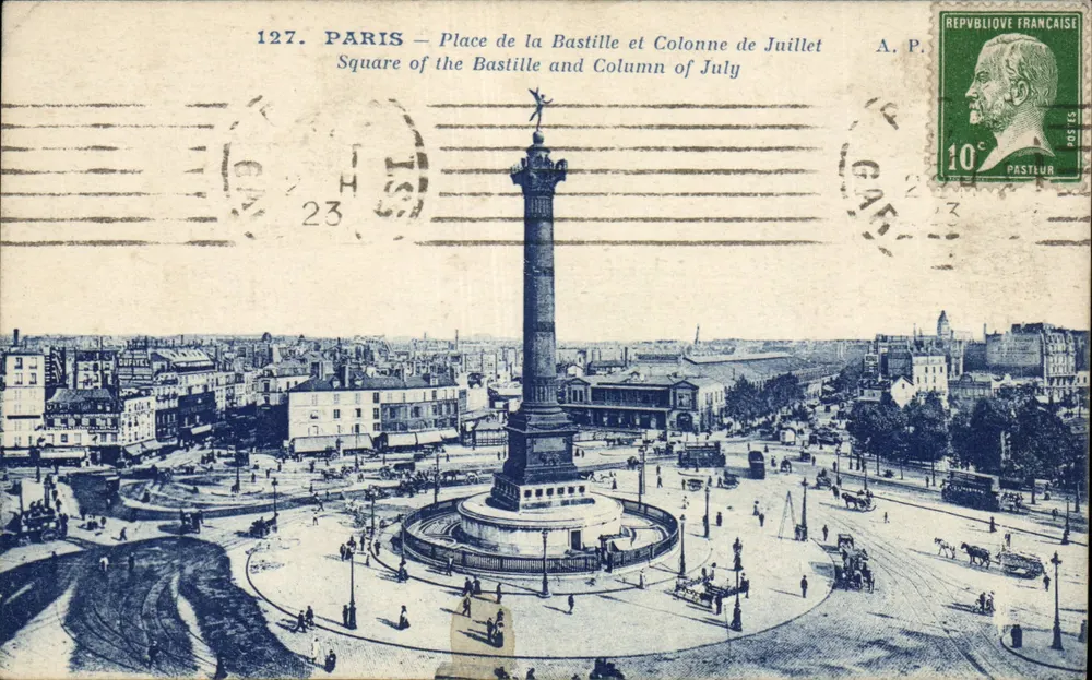 Paris — Place de la Bastille und Säule vom 17. Juli — A. P. - Vorderseite