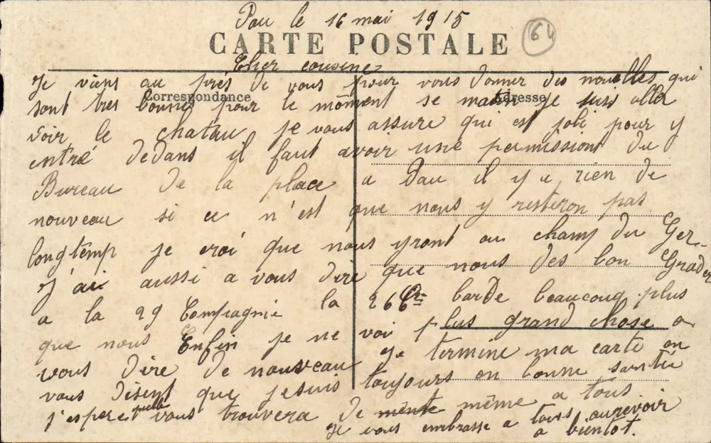 Pau - Hotel de Ville — vista da praça — C.C. - 42 - Verso