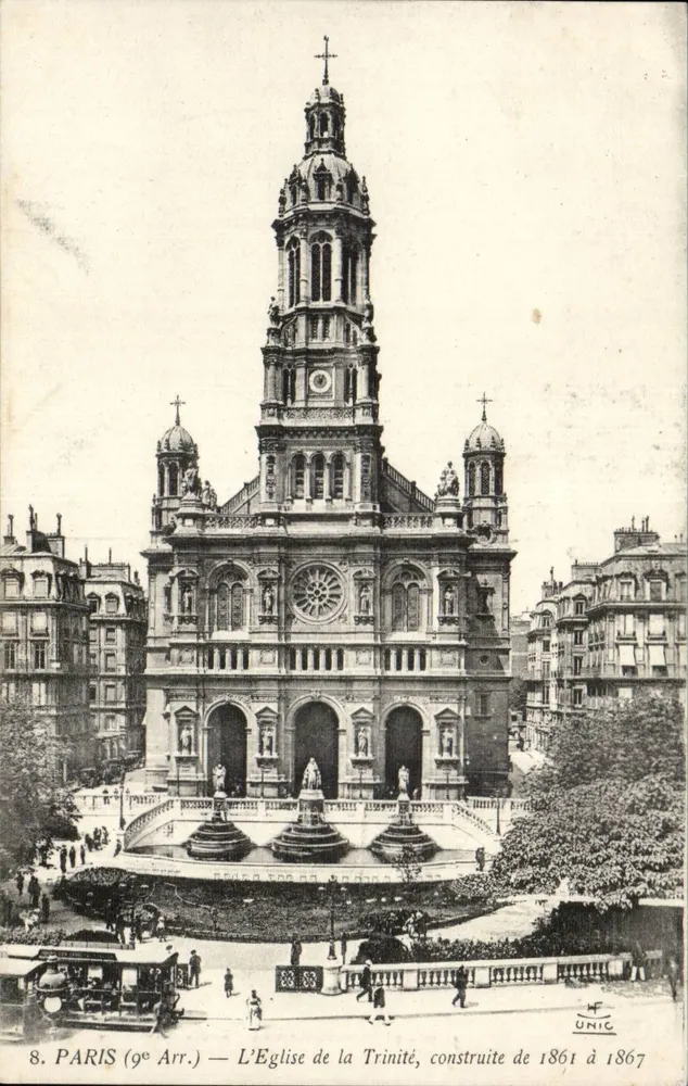 Paris (9º Arr.) — A Igreja da Trindade, construída de 1861 a 1867 — Edição 'UNIC' - Frente