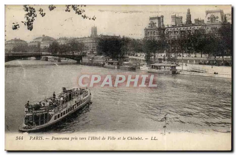Paris — Panorama aus der Richtung des Rathauses und des Châtelets — LL. — 344 - Vorderseite