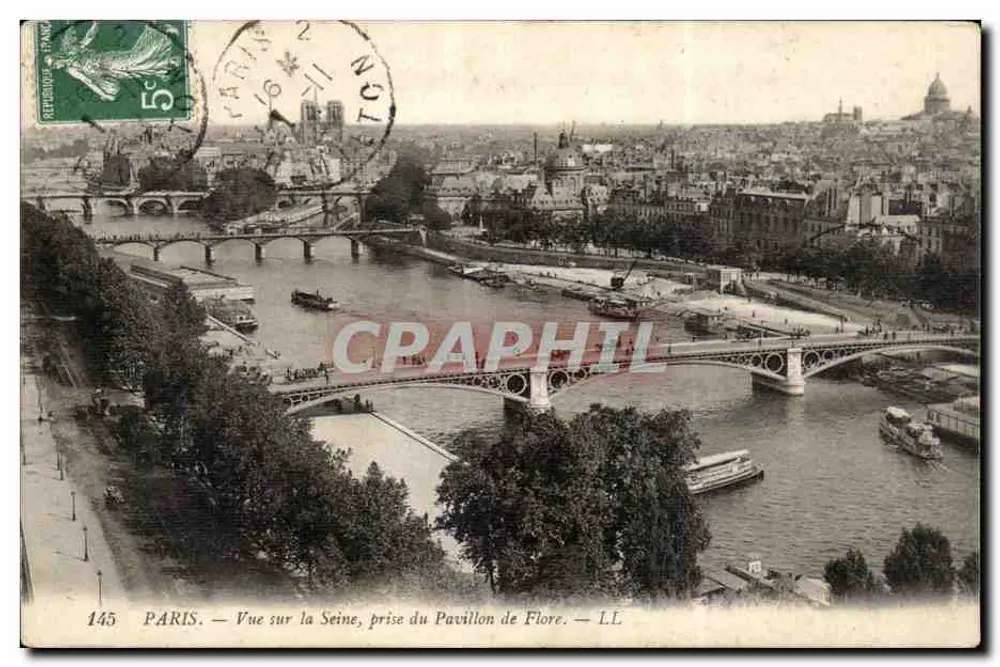 Paris — Ansicht über die Seine, vom Pavillon de Flore aus — LL, n°145 - Vorderseite