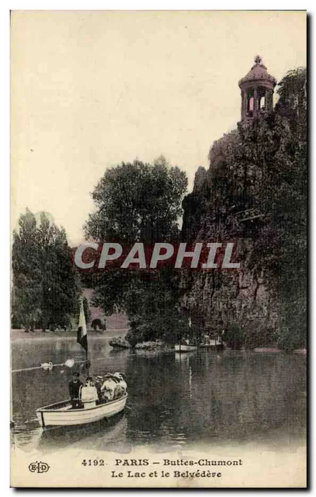 Paris - Buttes-Chaumont — Der See und der Aussichtspunkt — Verlag ELD, n° 4192 - Vorderseite