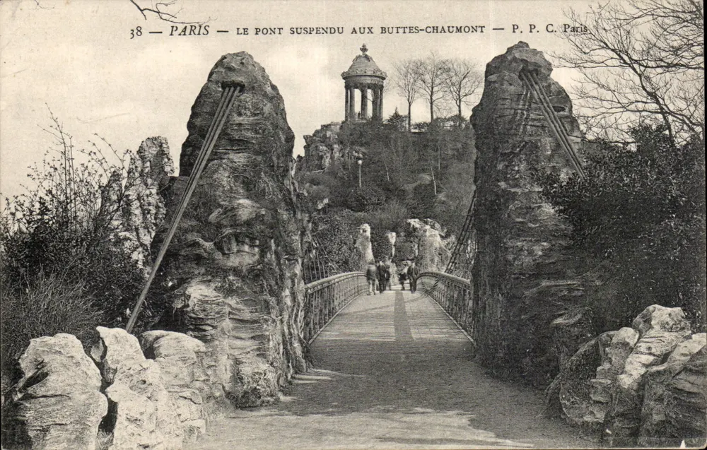 Paris — Ansicht des Hängenden Brücke bei Buttes-Chaumont — P. P. C. Paris - Vorderseite