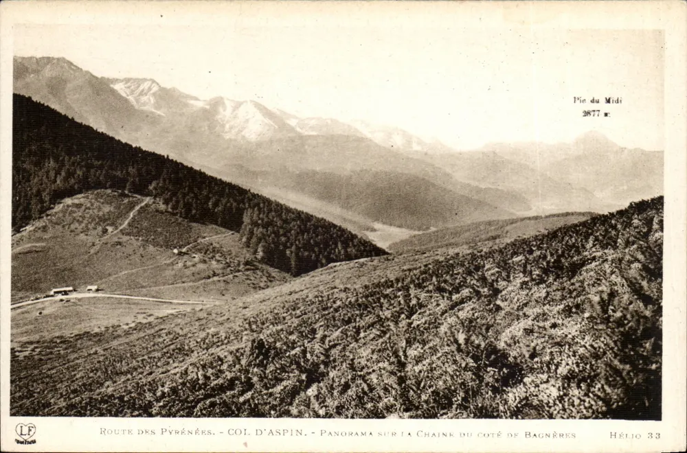 Pyrénées Route - Col d'Aspin - Panorama über die Kette in Richtung Bagnères — Hélio 33 - Vorderseite