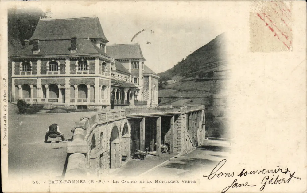 Eaux-Bonnes (B.P.) — Das Casino und der Grüne Berg — G. Pondarre et fils, Verlag, Orthez (B.P.) - Vorderseite
