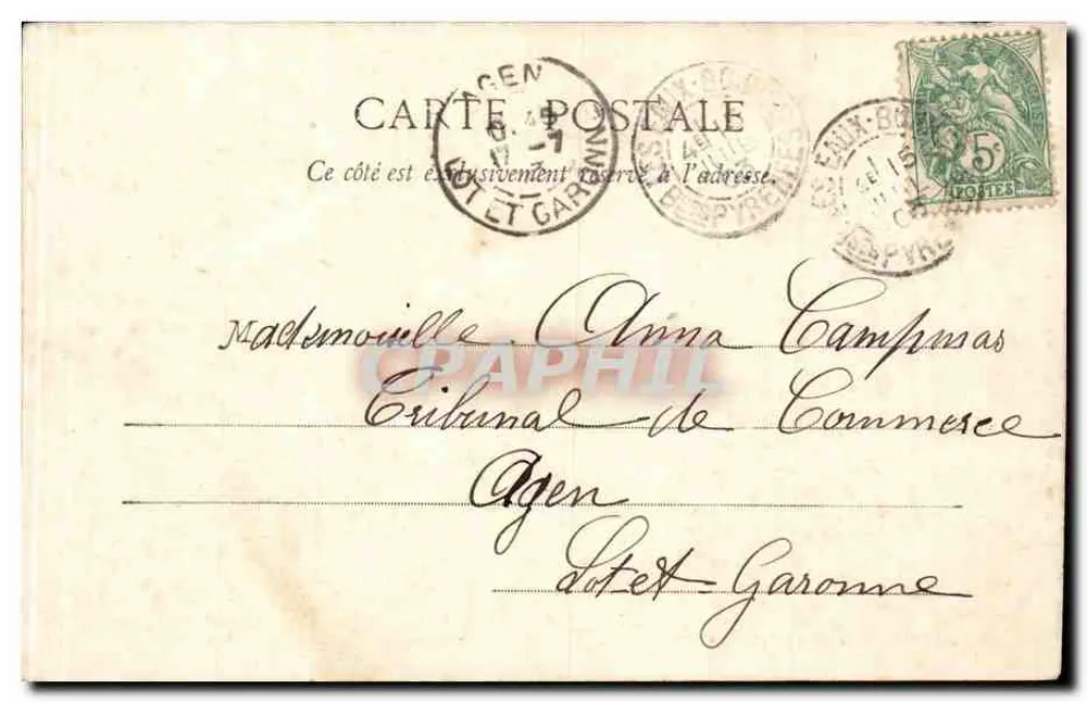 Eaux-Bonnes (B.P.) — Das Casino und der Grüne Berg — G. Pondarre et fils, Verlag, Orthez (B.P.) - Rückseite