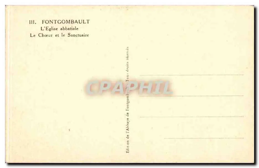 Fontgombault — Die Abteikirche, der Chor und der Heiligtum — Ausgabe der Abtei Fontgombault - Rückseite
