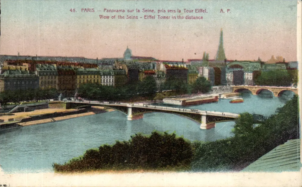 PARIS — Panorama über die Seine, aufgenommen in der Nähe der Eiffelturm — A. P. - Vorderseite