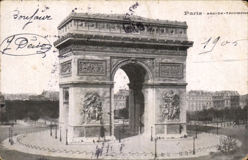 Paris - Arco do Triunfo — vista panorâmica — editor desconhecido, número de série não visível - Frente