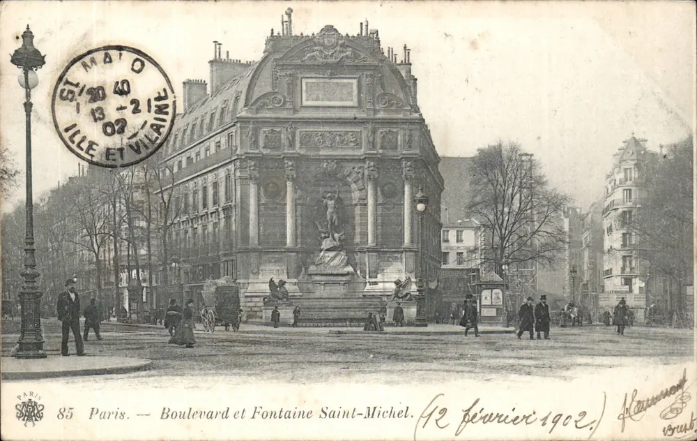 Boulevard e Fontana Saint-Michel — Parigi — editore Parigi 85 - Recto