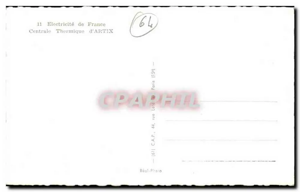 Kohlekraftwerk von ARTIX — Electricité de France — Verlag C.A.P. Paris - Rückseite